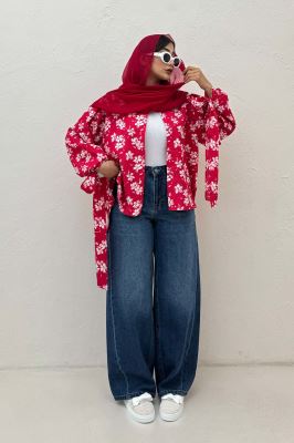 شومیز مانتویی ونوس گلدار مچ پیچ 