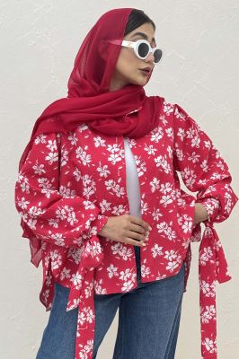 شومیز مانتویی ونوس گلدار مچ پیچ 