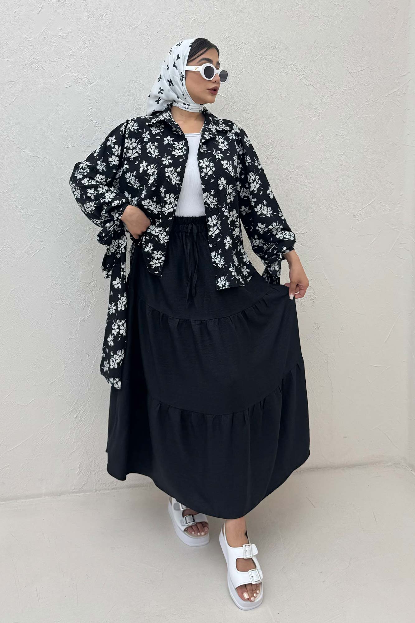 شومیز مانتویی ونوس گلدار مچ پیچ