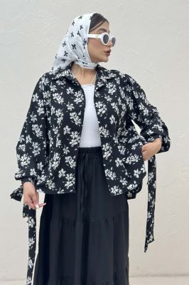 شومیز مانتویی ونوس گلدار مچ پیچ