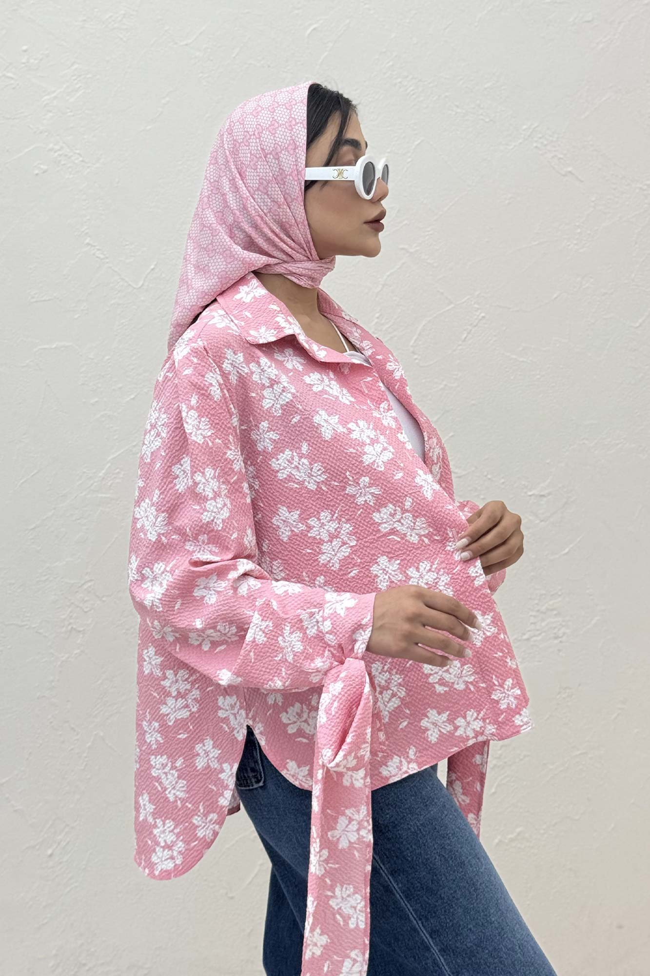 شومیز مانتویی ونوس گلدار مچ پیچ 