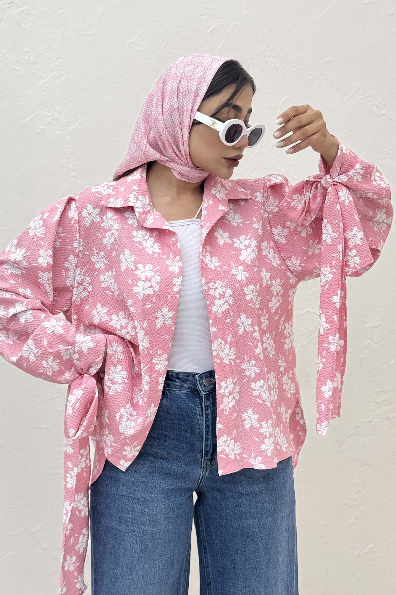 شومیز مانتویی ونوس گلدار مچ پیچ 