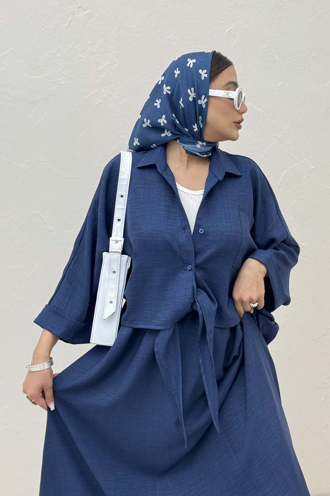 شومیز شانتون پایین گره تک جیب