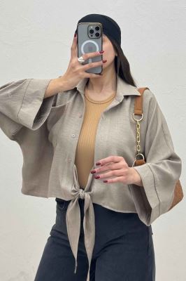 شومیز شانتون پایین گره تک جیب