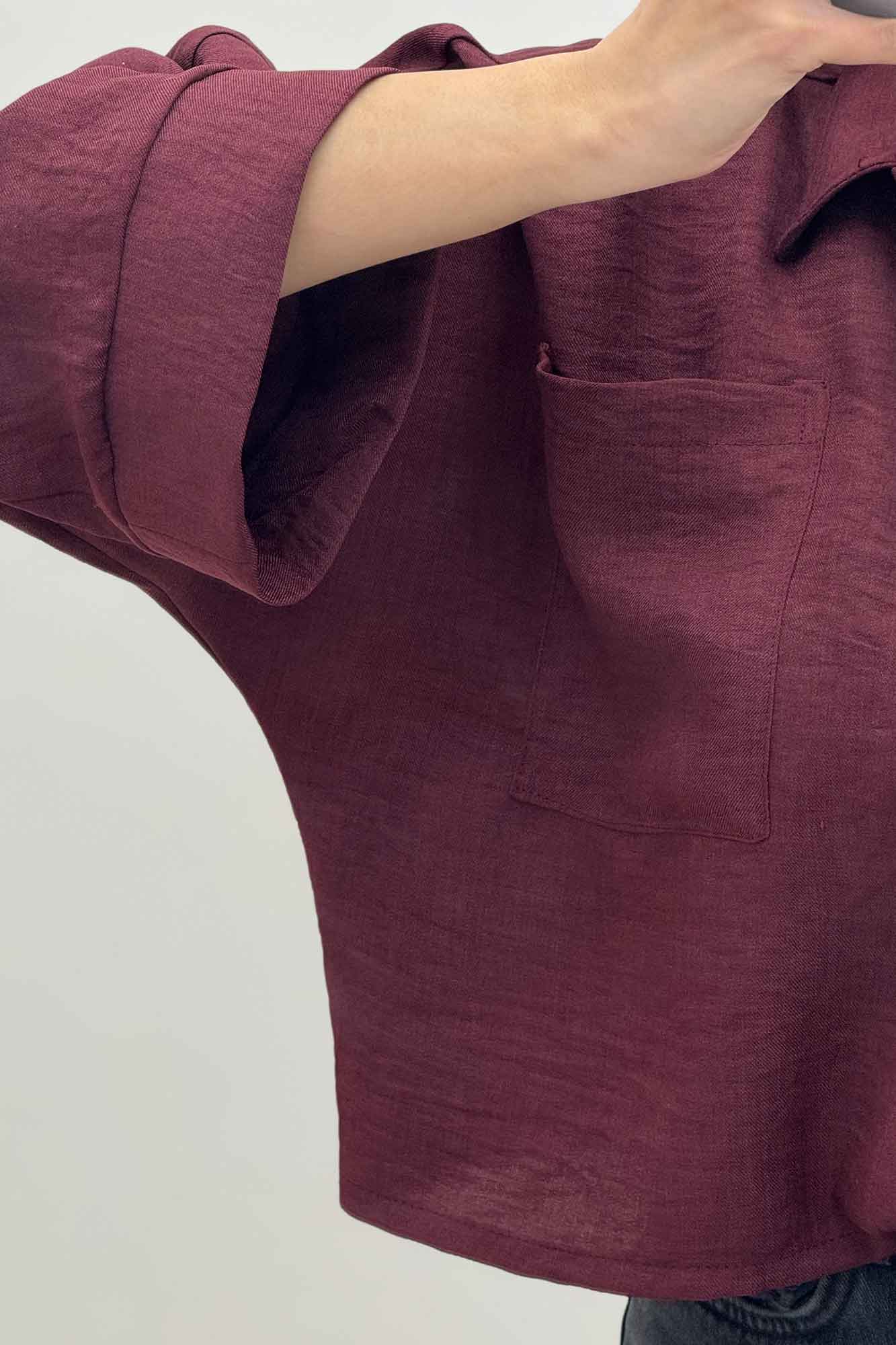 شومیز شانتون پایین گره تک جیب