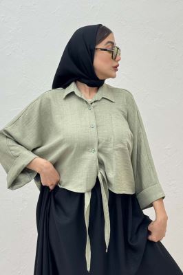 شومیز شانتون پایین گره تک جیب