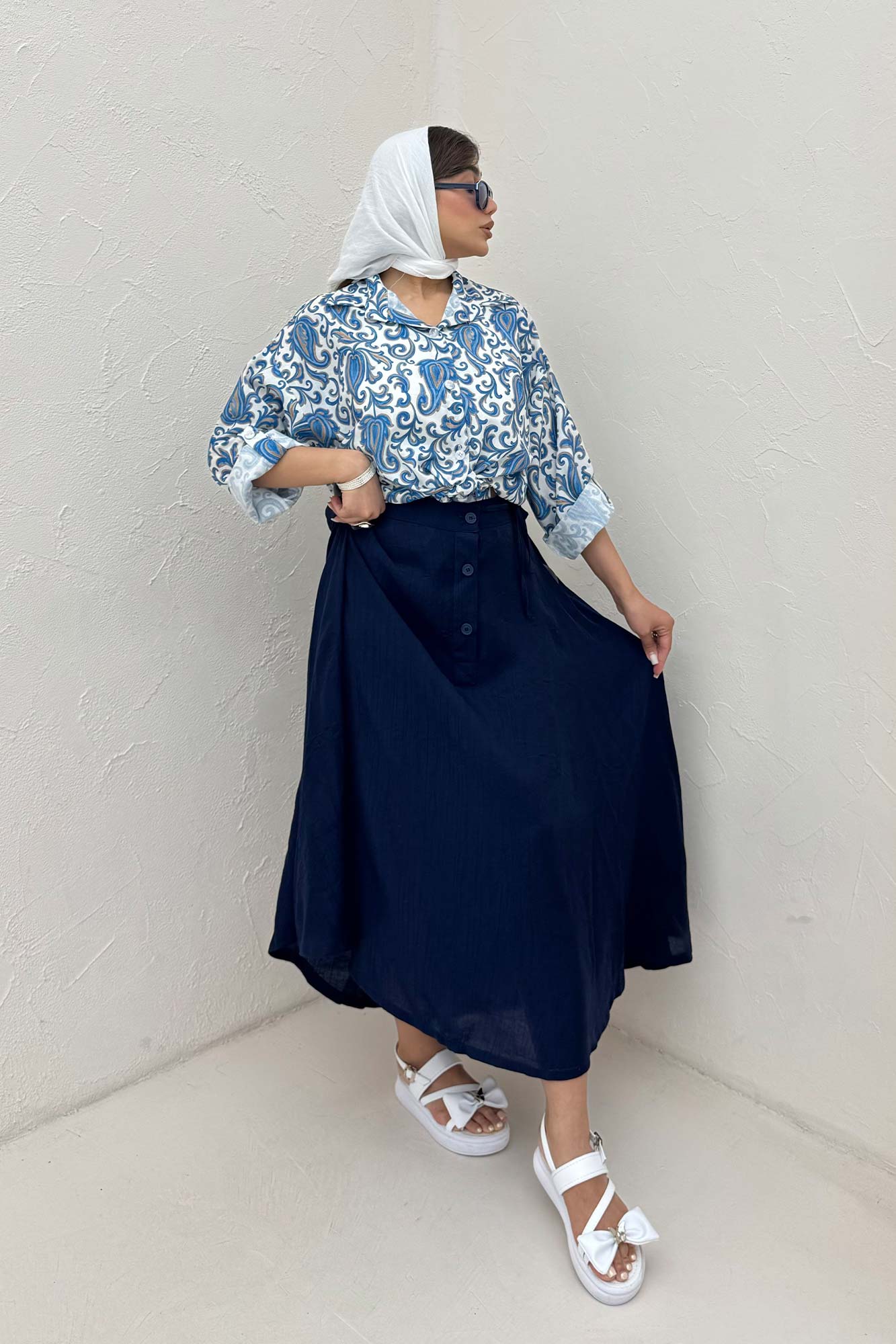 شومیز ایتالیایی گلدار پایین گره 