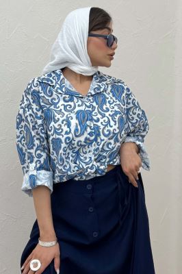 شومیز ایتالیایی گلدار پایین گره 