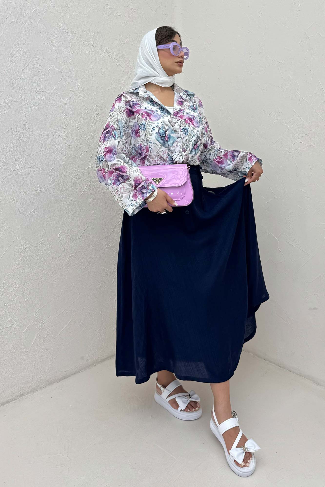 شومیز ایتالیایی گلدار پایین گره 