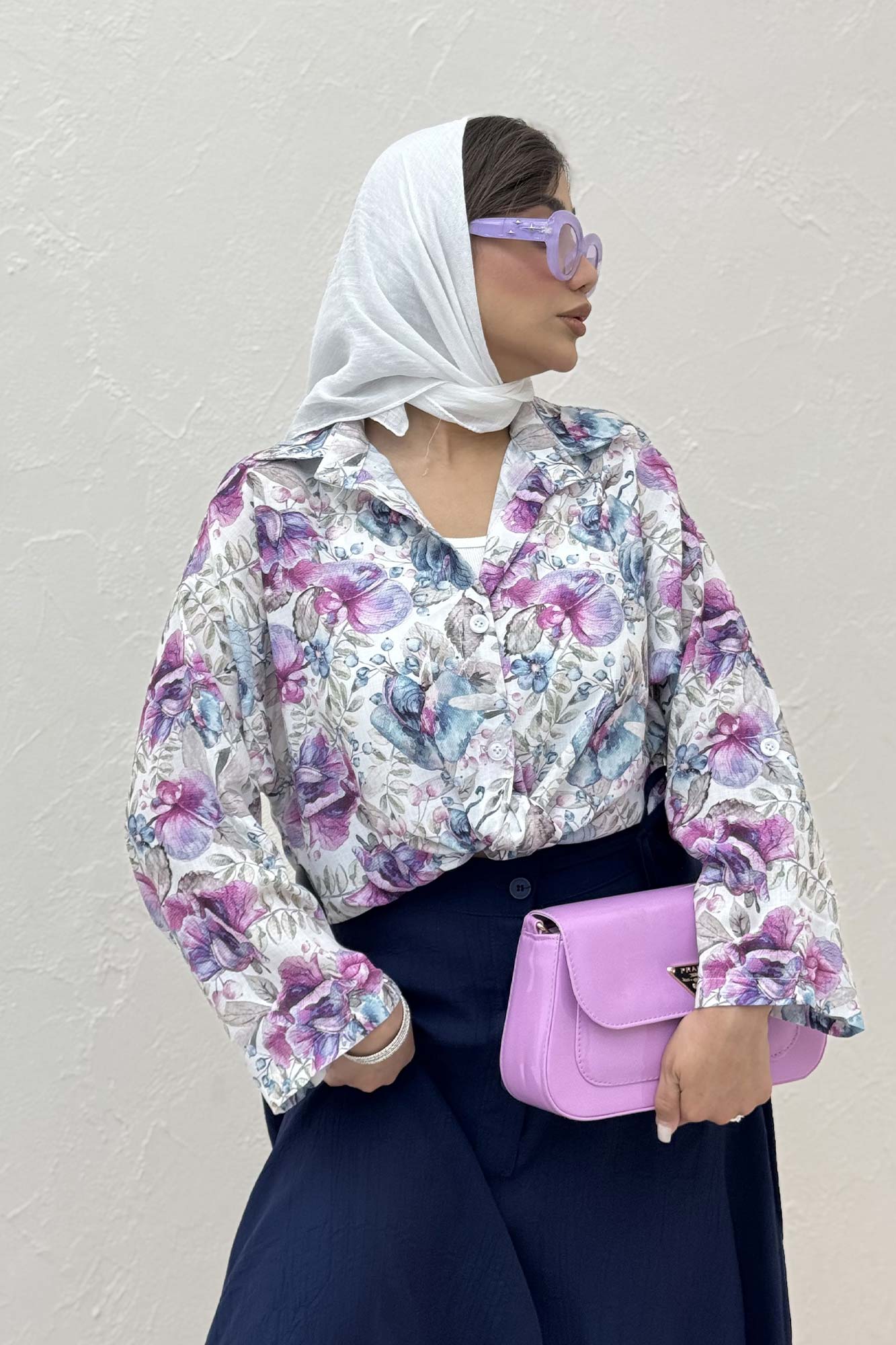 شومیز ایتالیایی گلدار پایین گره 