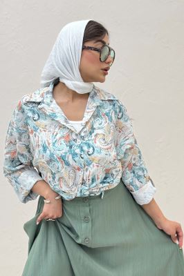 شومیز ایتالیایی گلدار پایین گره 