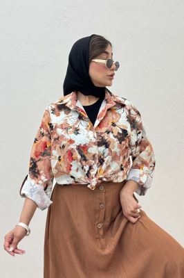 شومیز ایتالیایی گلدار پایین گره 