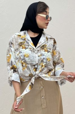 شومیز ایتالیایی گلدار پایین گره 