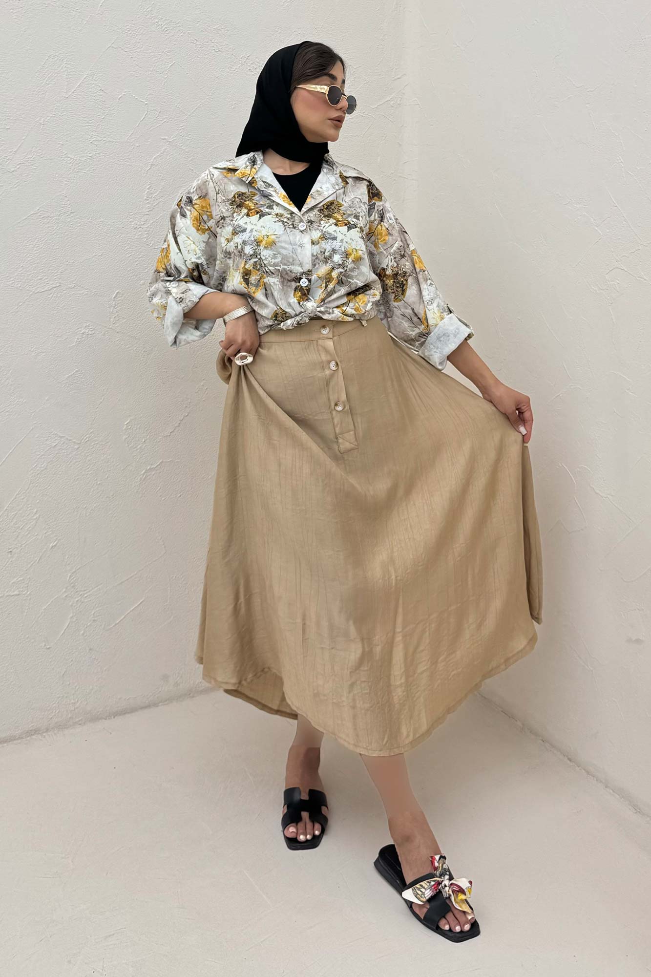 شومیز ایتالیایی گلدار پایین گره 