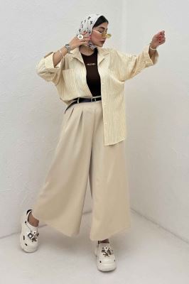 شومیز مانتویی راه راه زارا پاگن دار