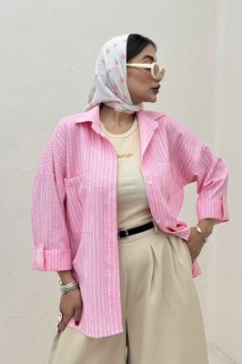 شومیز مانتویی راه راه زارا پاگن دار