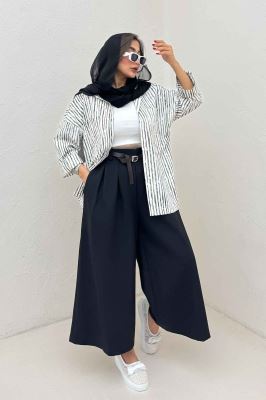 شومیز مانتویی راه راه زارا پاگن دار