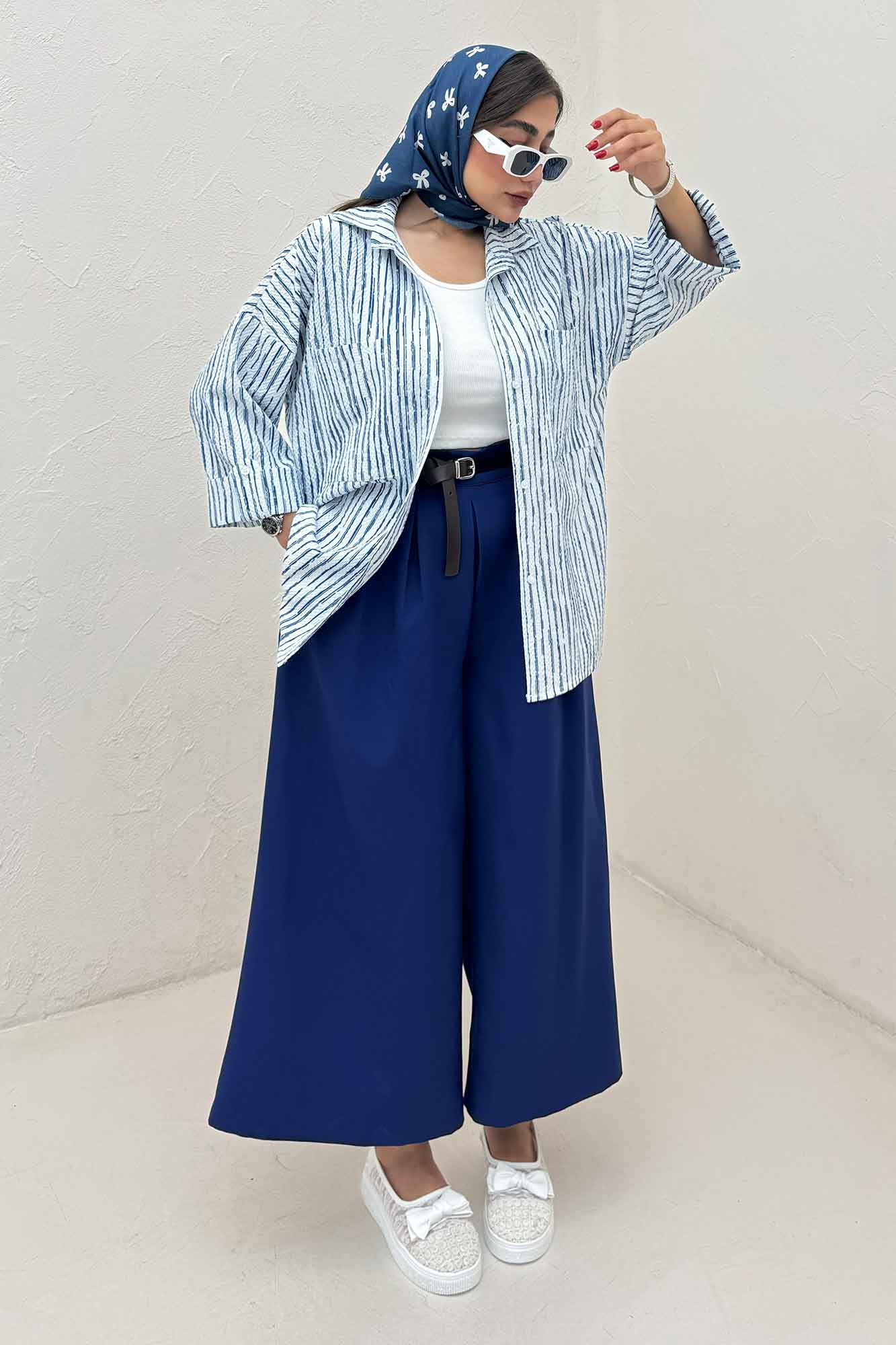 شومیز مانتویی راه راه زارا پاگن دار