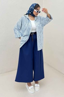 شومیز مانتویی راه راه زارا پاگن دار