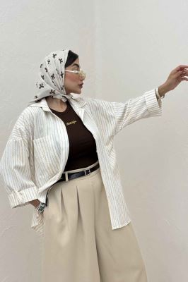 شومیز مانتویی راه راه زارا پاگن دار