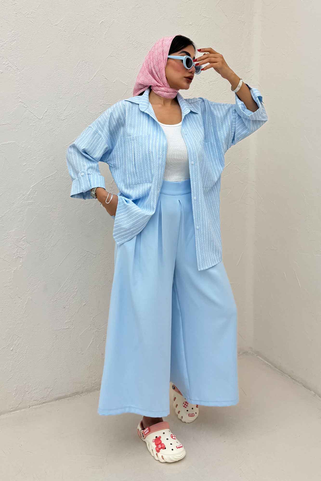 شومیز مانتویی راه راه زارا پاگن دار