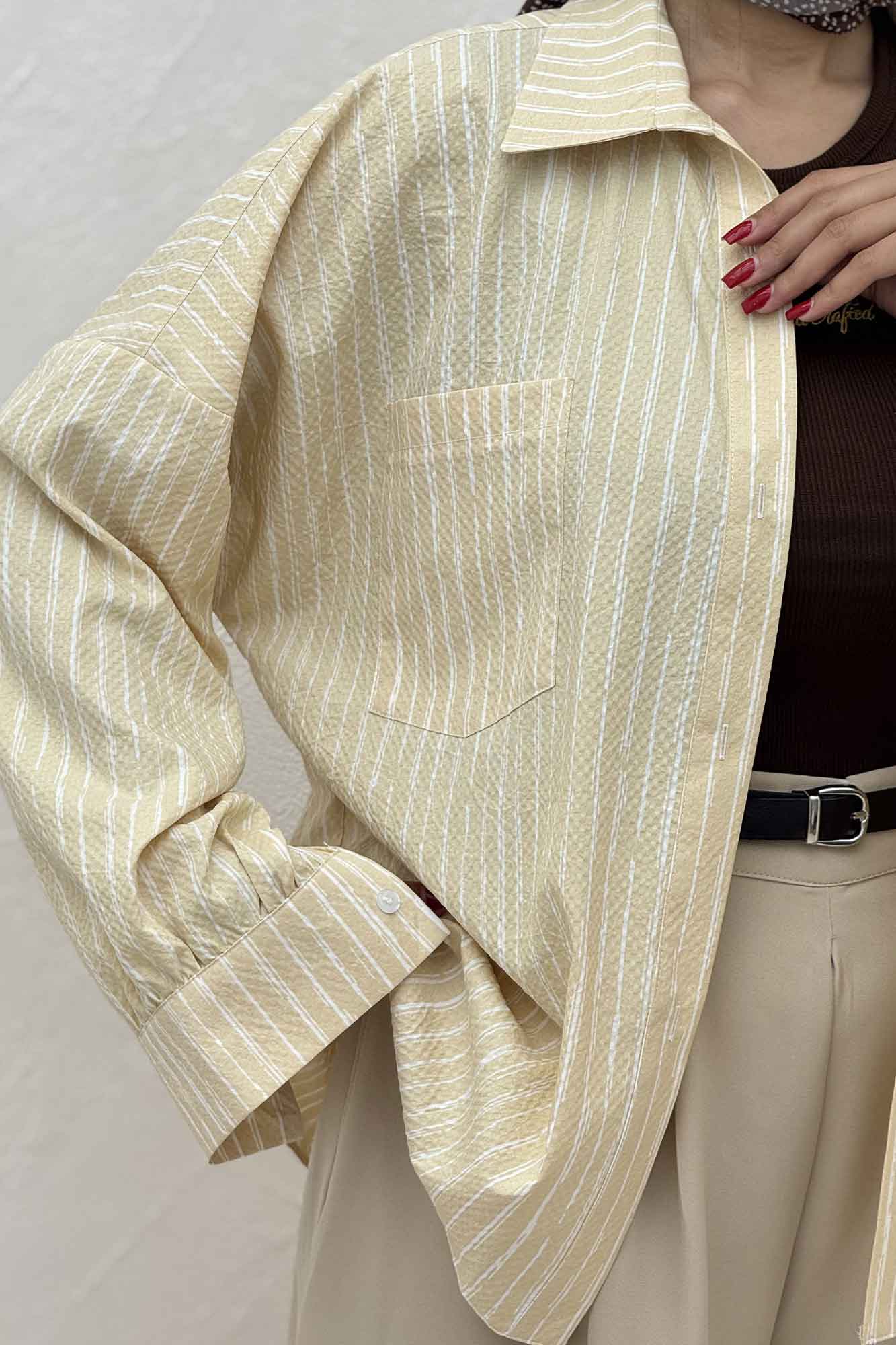 مانتو راه راه زارا تک جیب