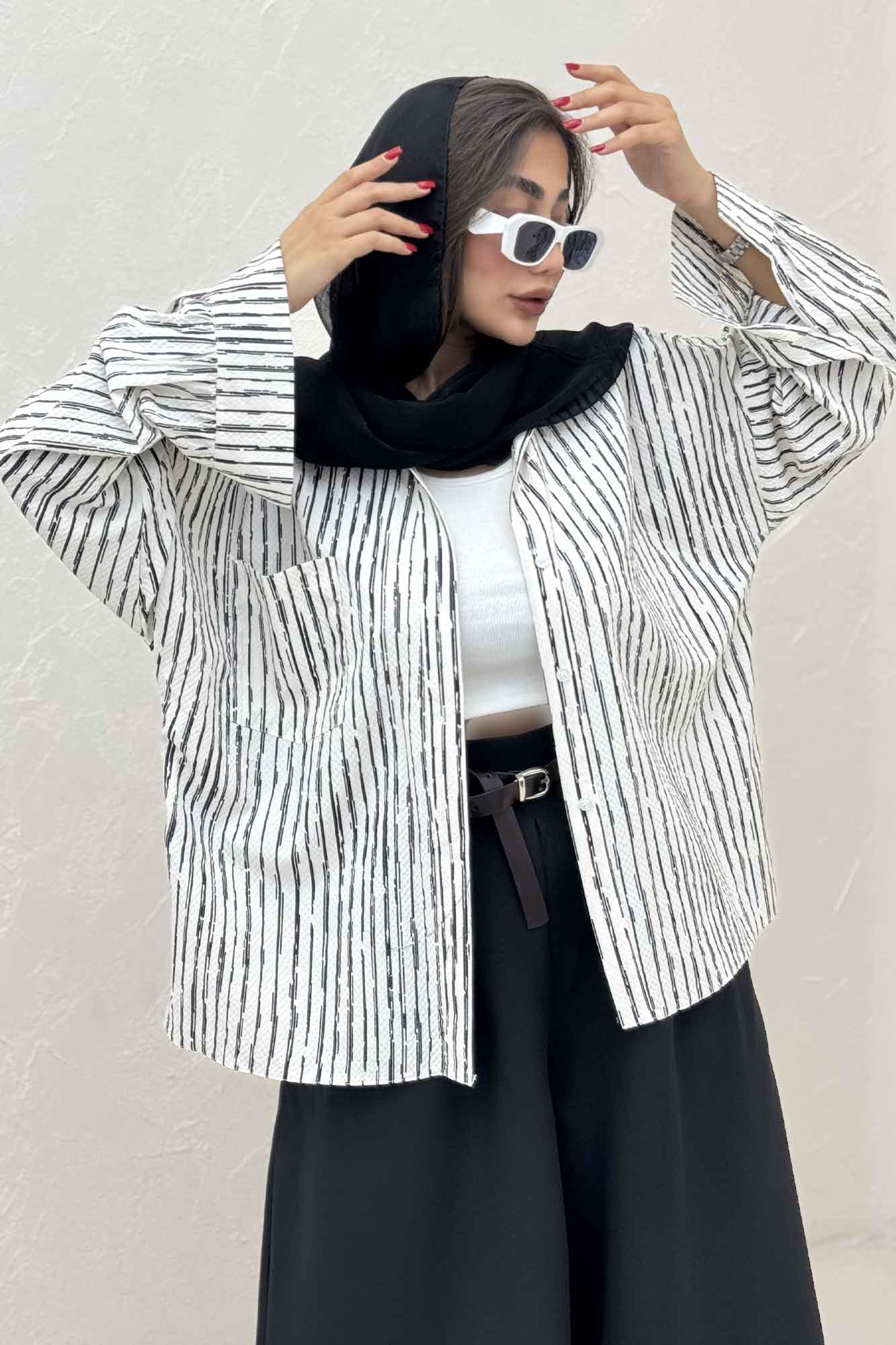 مانتو راه راه زارا تک جیب