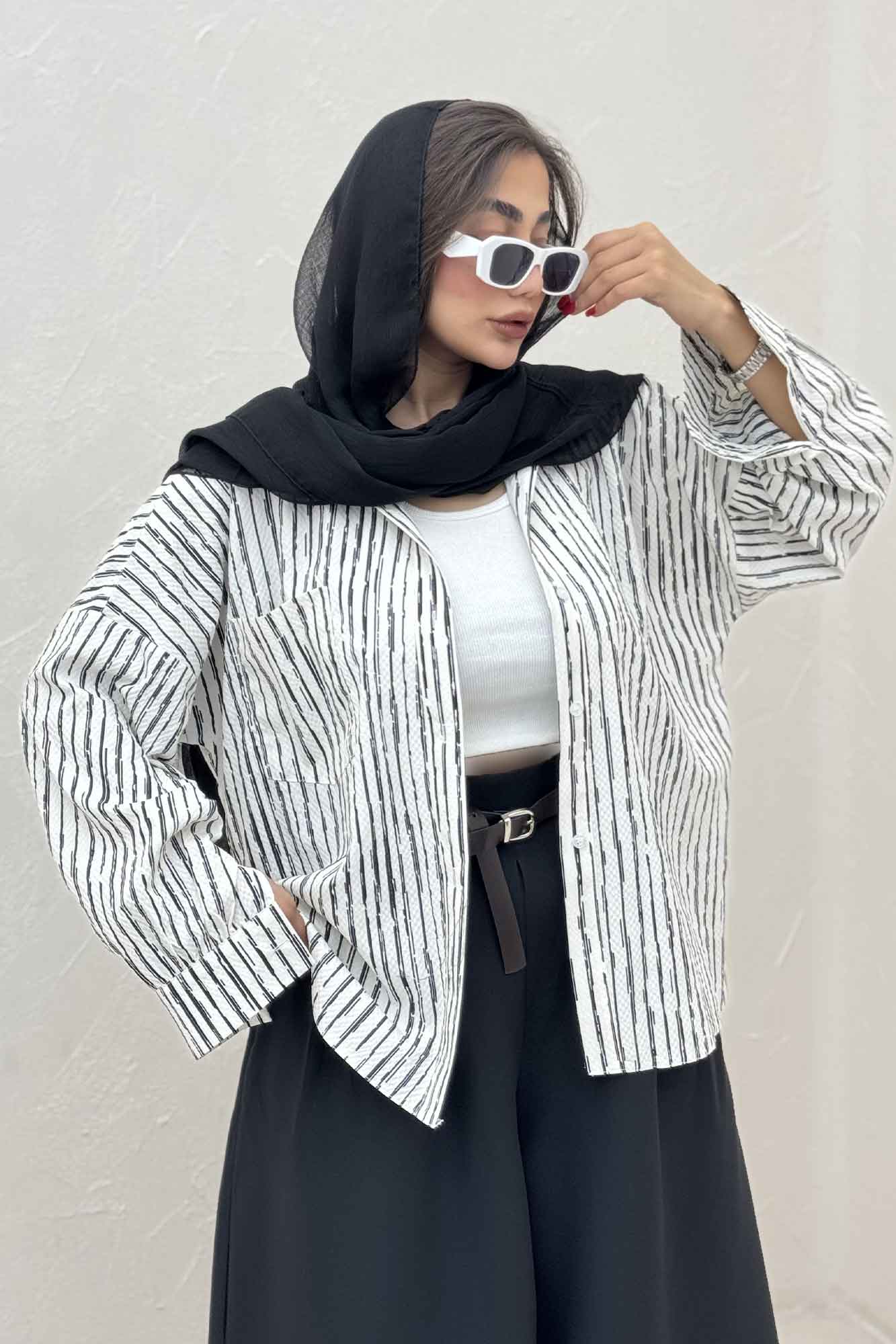 مانتو راه راه زارا تک جیب