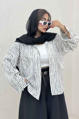 مانتو راه راه زارا تک جیب