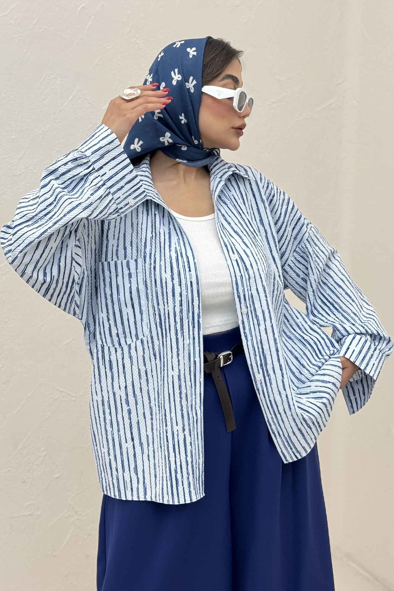 مانتو راه راه زارا تک جیب