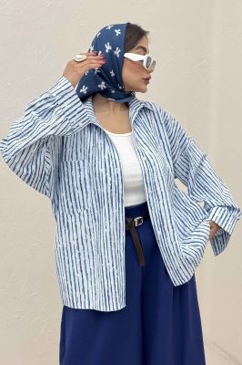 مانتو راه راه زارا تک جیب