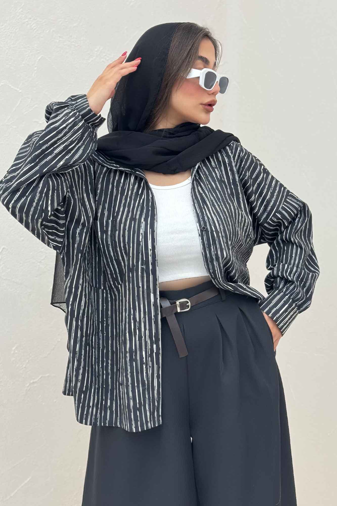 مانتو راه راه زارا تک جیب