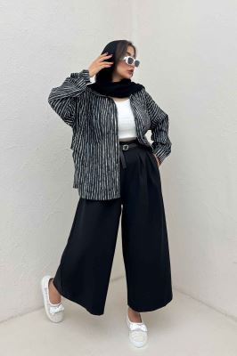 مانتو راه راه زارا تک جیب