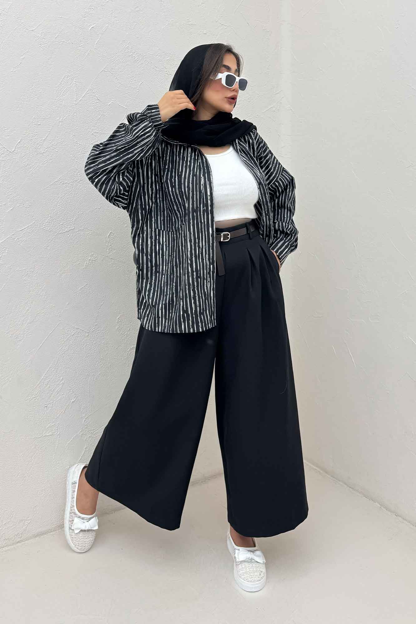 مانتو راه راه زارا تک جیب