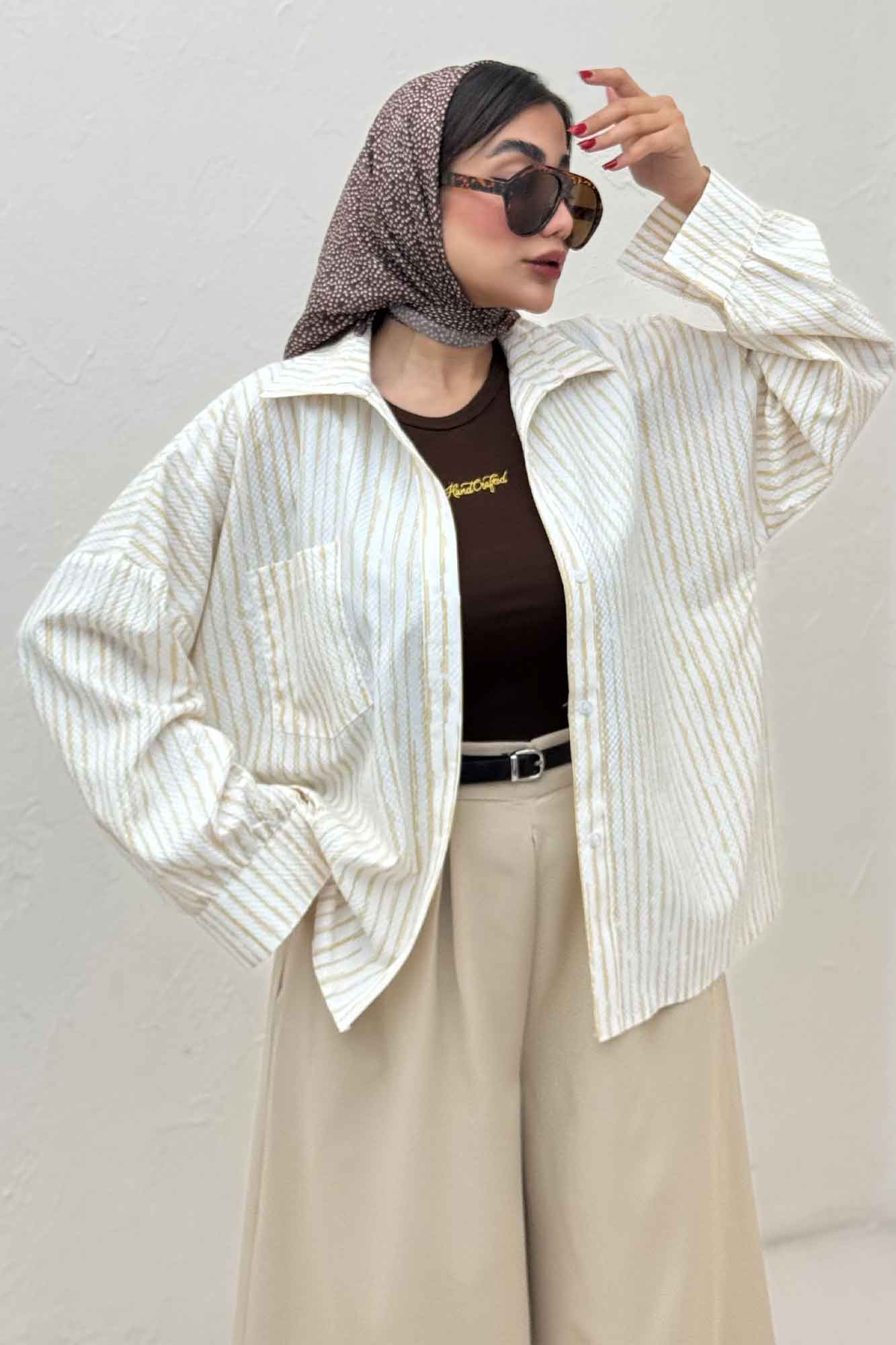 مانتو راه راه زارا تک جیب