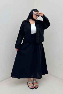 مانتو کتان سه جاف پهن TR