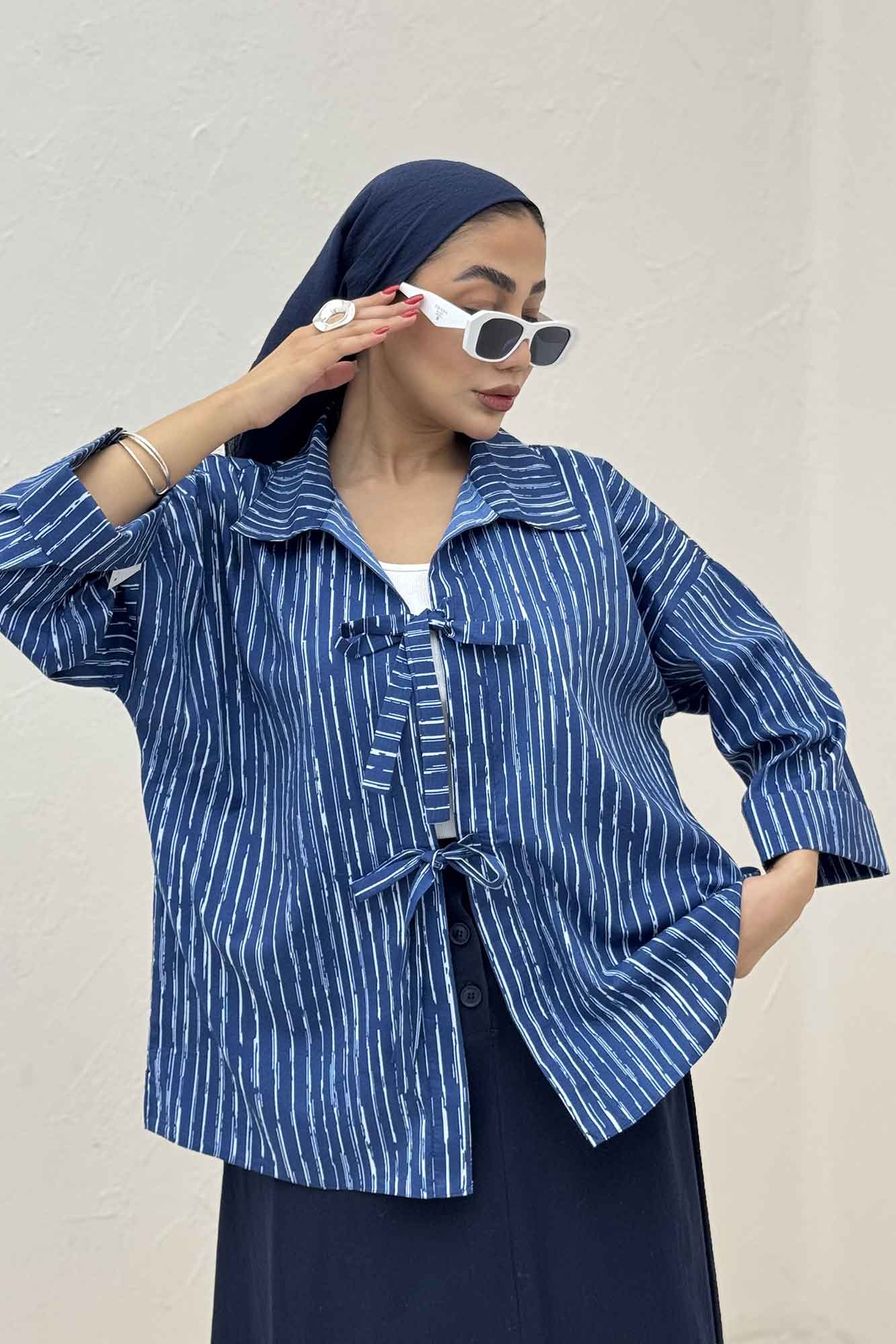 مانتو دو بند راه راه زارا پشت ریلی