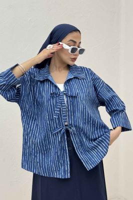 مانتو دو بند راه راه زارا پشت ریلی