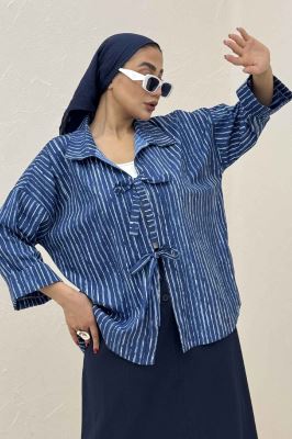 مانتو دو بند راه راه زارا پشت ریلی