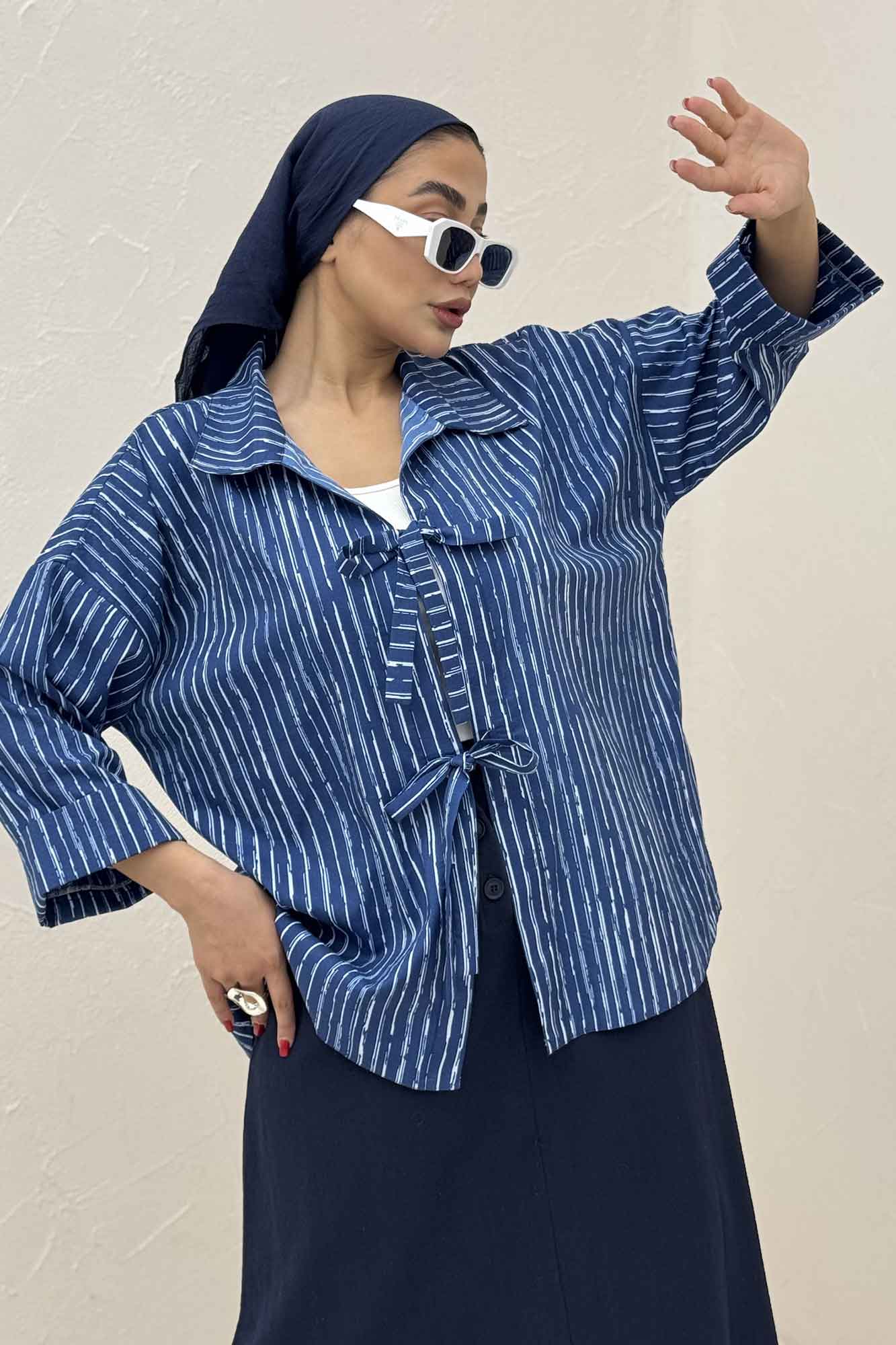 مانتو دو بند راه راه زارا پشت ریلی