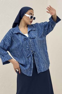 مانتو دو بند راه راه زارا پشت ریلی