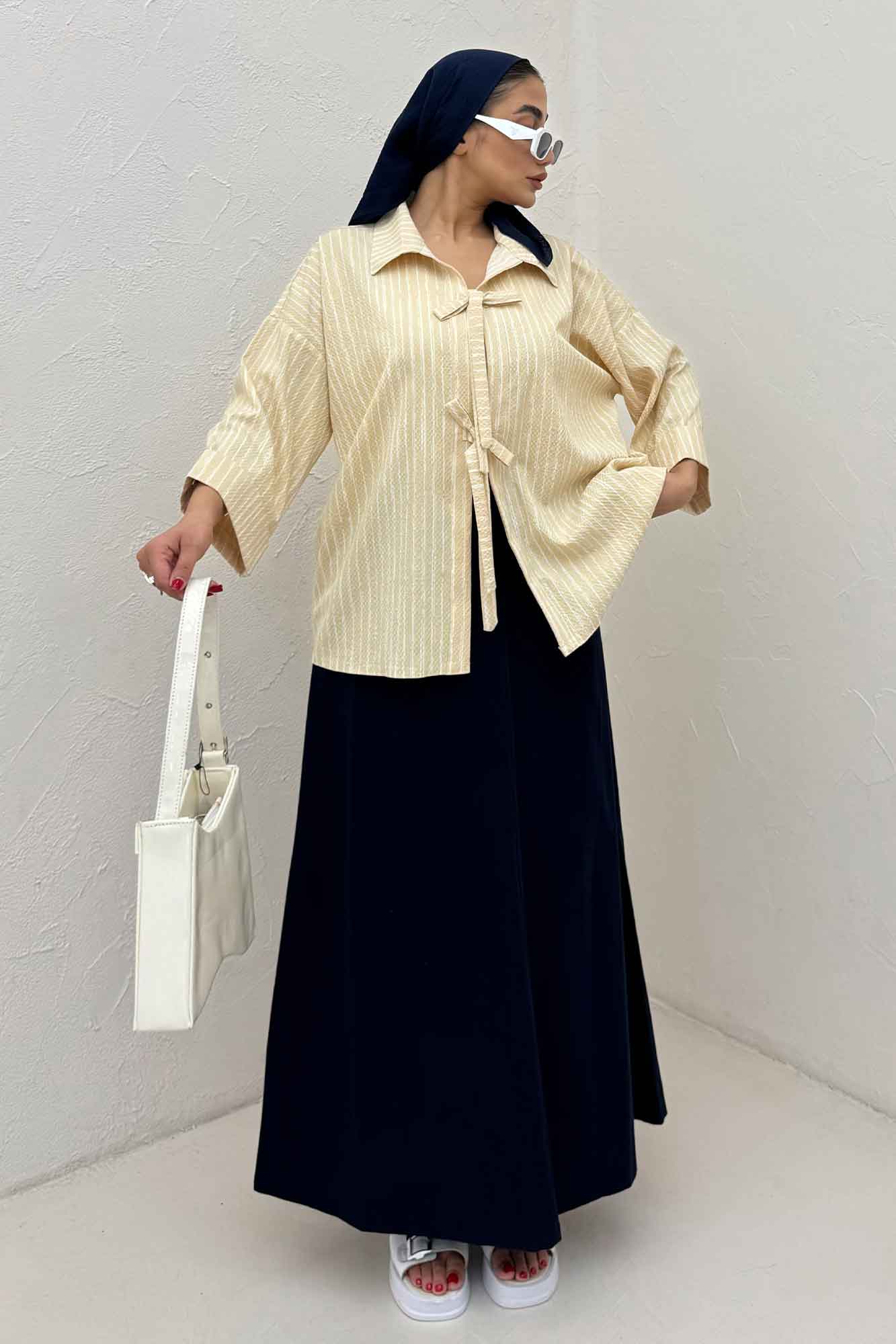 مانتو دو بند راه راه زارا پشت ریلی