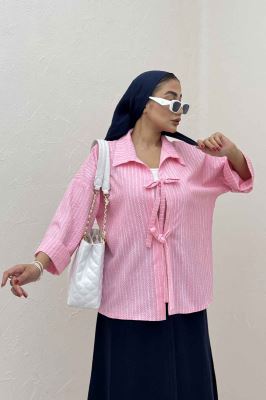 مانتو دو بند راه راه زارا پشت ریلی