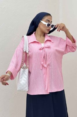 مانتو دو بند راه راه زارا پشت ریلی