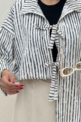 مانتو دو بند راه راه زارا پشت ریلی