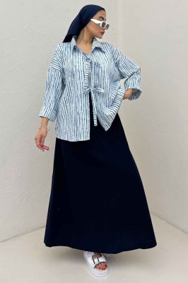 مانتو دو بند راه راه زارا پشت ریلی