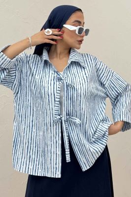 مانتو دو بند راه راه زارا پشت ریلی