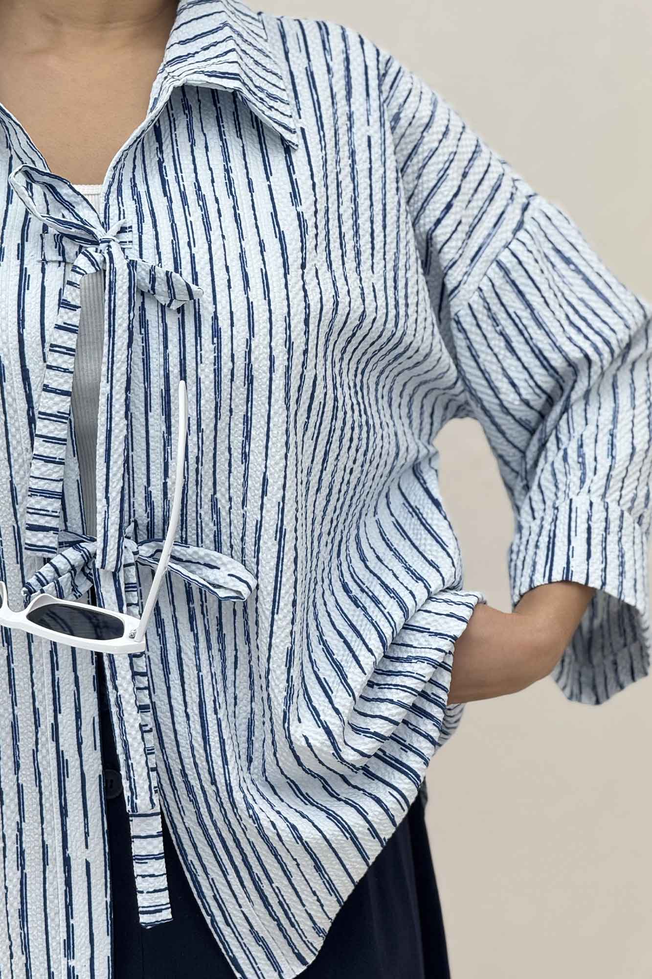 مانتو دو بند راه راه زارا پشت ریلی