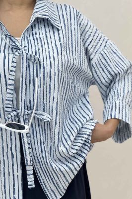 مانتو دو بند راه راه زارا پشت ریلی