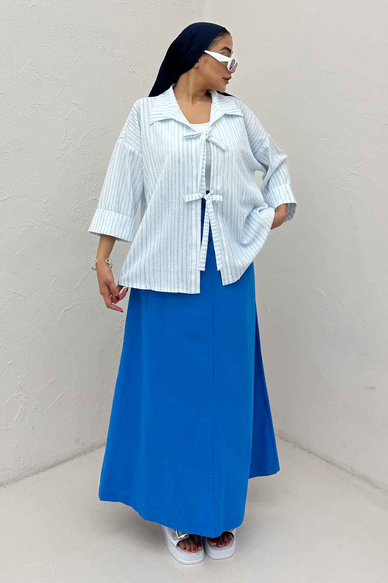 مانتو دو بند راه راه زارا پشت ریلی